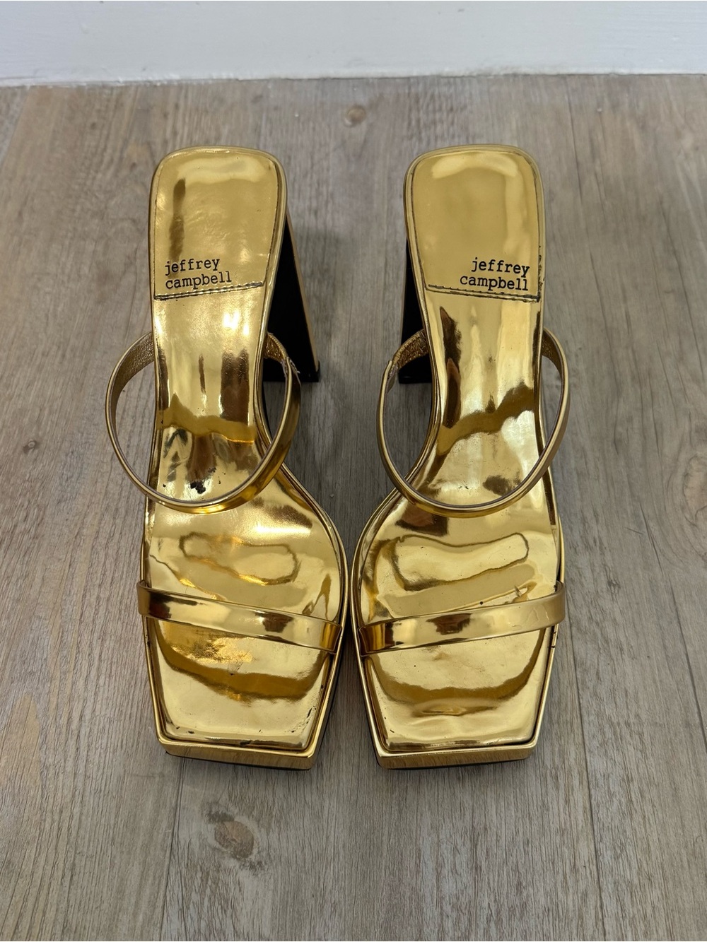 Jeffrey Campbell Gold Hustler Heels